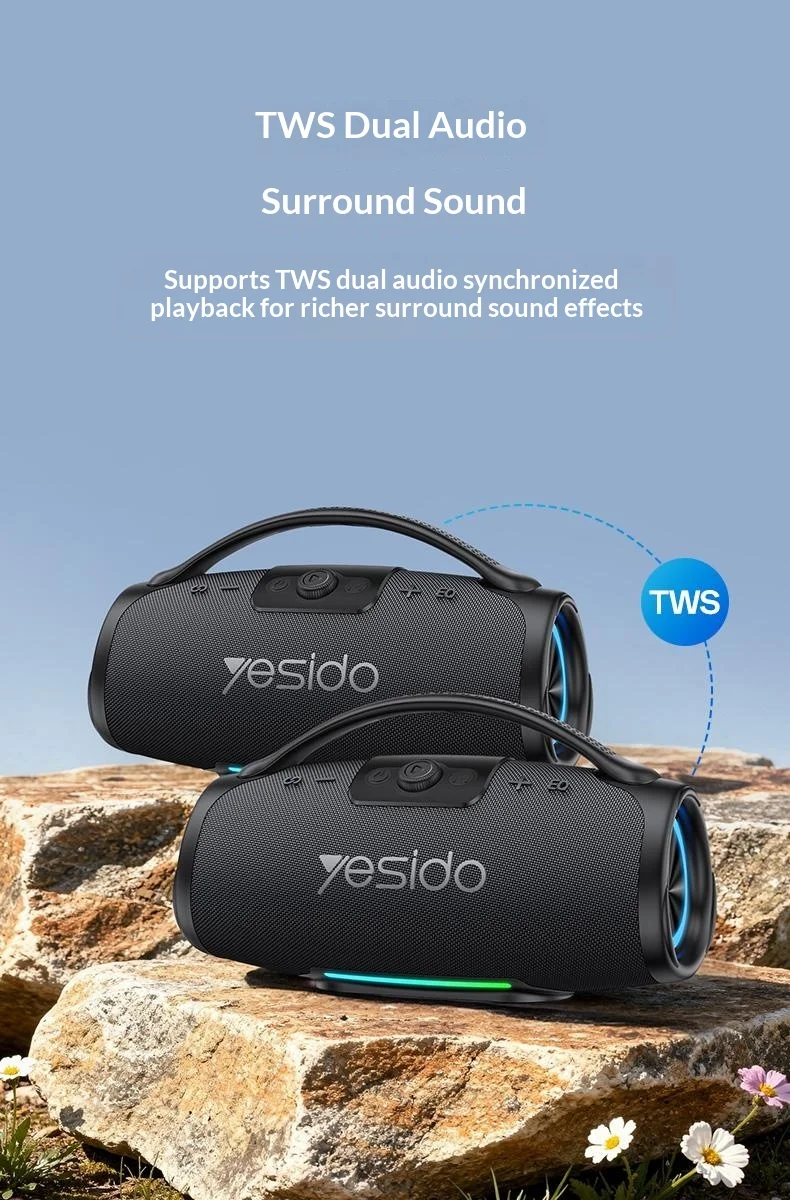YESIDO YSW45 120W Bluetooth-compatible 5.0 Wireless Speaker RGB Lights Outdoor Portable Speaker with Microphone - Black 4