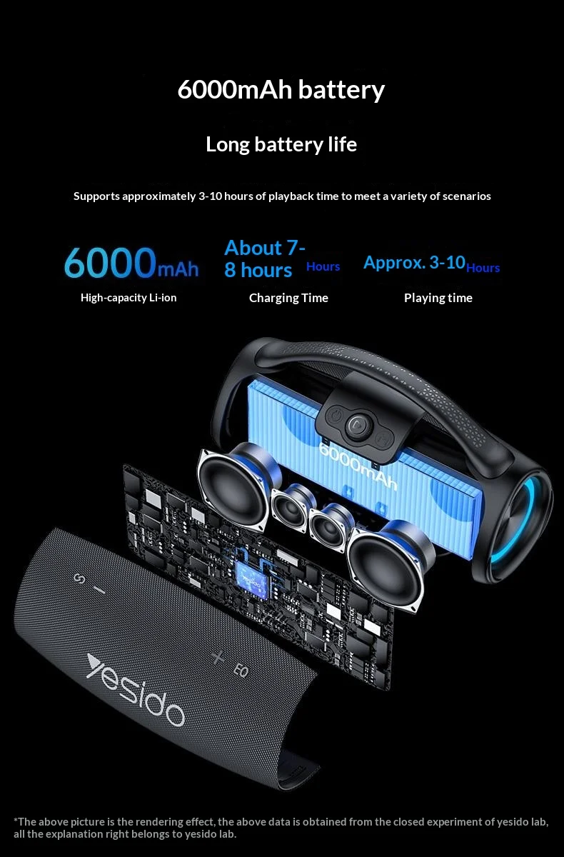 YESIDO YSW45 120W Bluetooth-compatible 5.0 Wireless Speaker RGB Lights Outdoor Portable Speaker with Microphone - Black 7