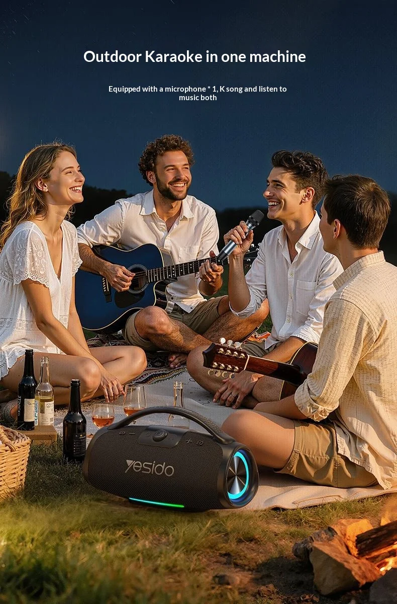 YESIDO YSW45 120W Bluetooth-compatible 5.0 Wireless Speaker RGB Lights Outdoor Portable Speaker with Microphone - Black 8