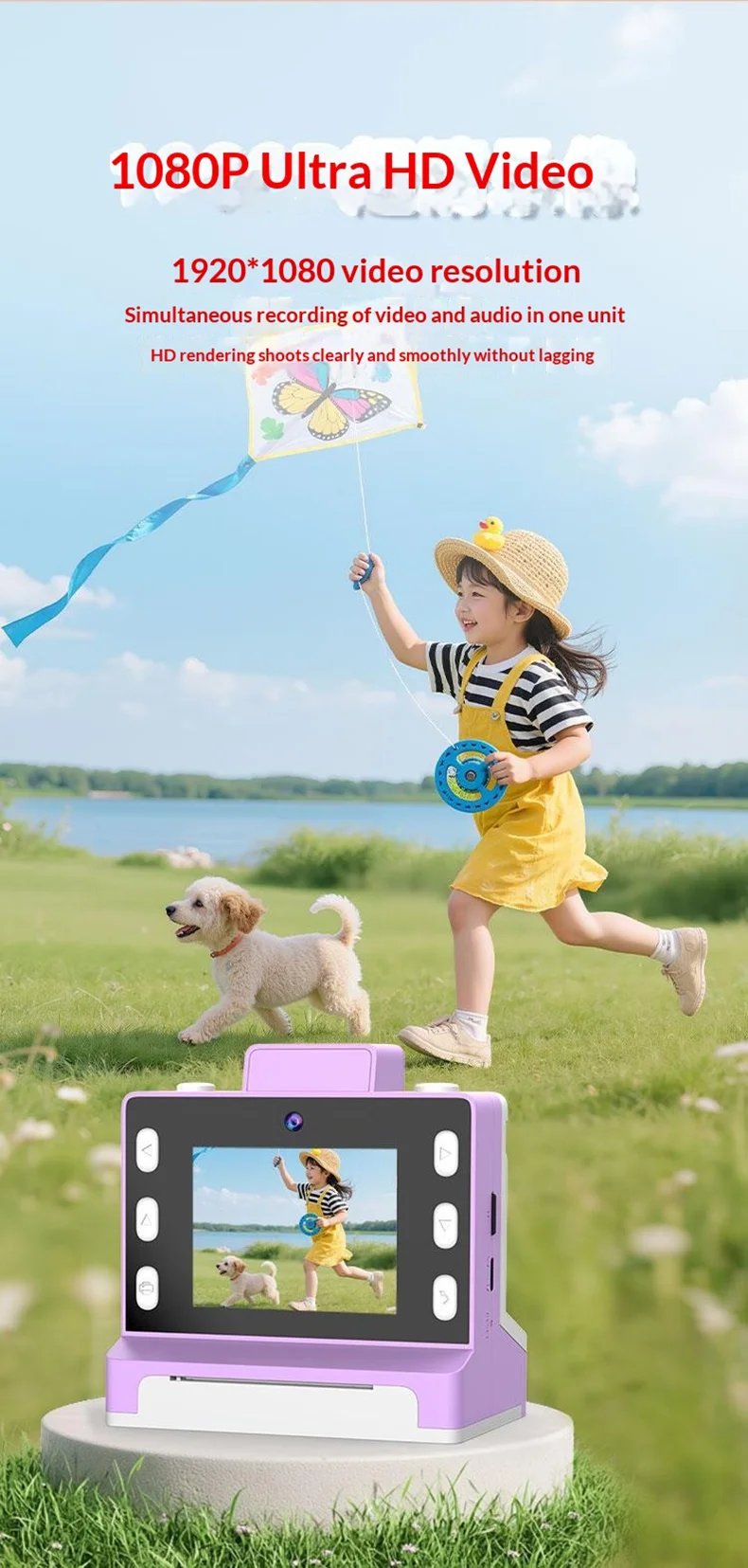 Z1000 Kids 2.8 Inch Instant Printing Camera with 32GB Card and Card Reader Dual Lens HD Photo Video Thermal Printer Camera Toy - Red 5