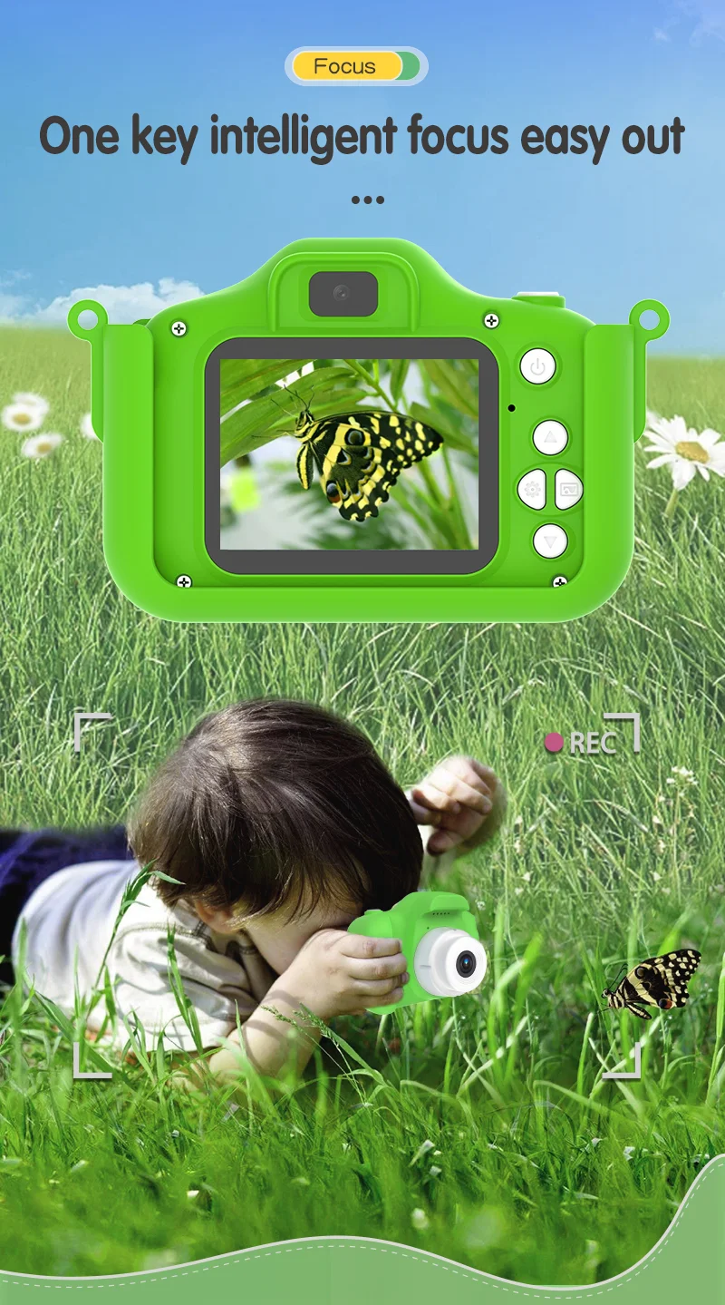 X12S Kids Camera 2.0 Inch IPS Screen Cartoon Dragon Video Recorder Cam, 32G TF Card+Card Reader (CE Certified) - Blue 5