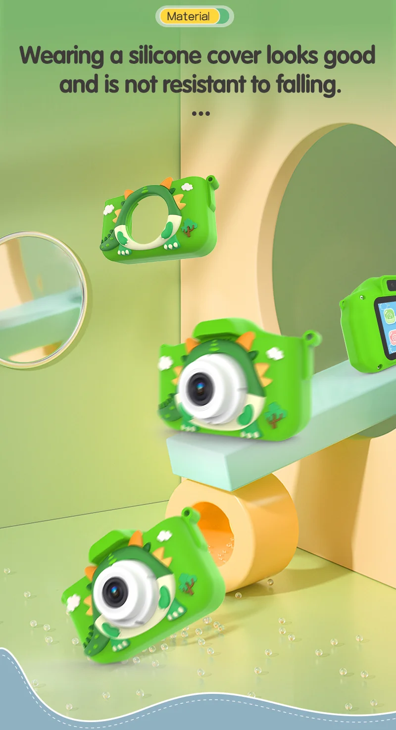 X12S Kids Camera 2.0 Inch IPS Screen Cartoon Dragon Video Recorder Cam, 32G TF Card+Card Reader (CE Certified) - Blue 6