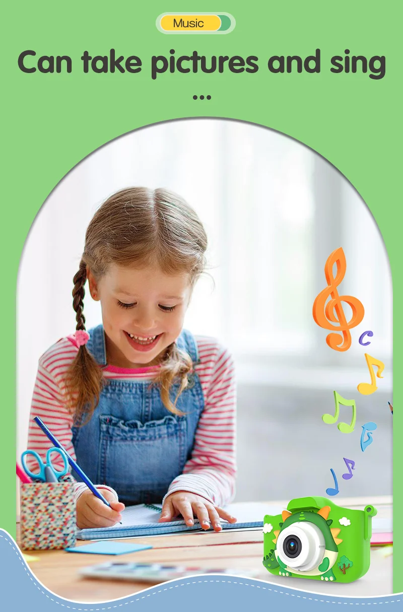 X12S Kids Camera 2.0 Inch IPS Screen Cartoon Dragon Video Recorder Cam, 32G TF Card+Card Reader (CE Certified) - Blue 9