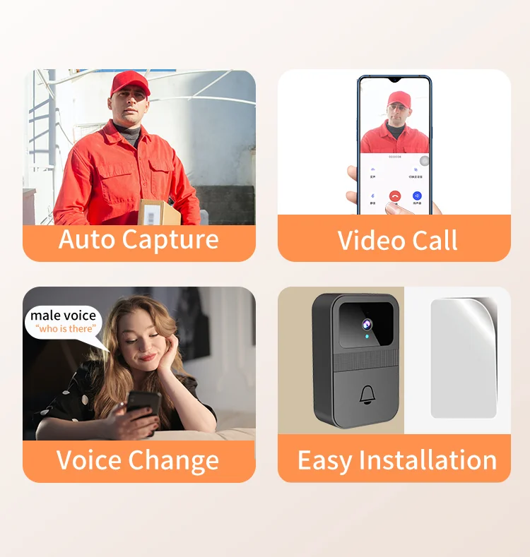 D9 Wireless WiFi Doorbell Phone APP Monitoring Video Call Night Vision Smart Door Bell 3