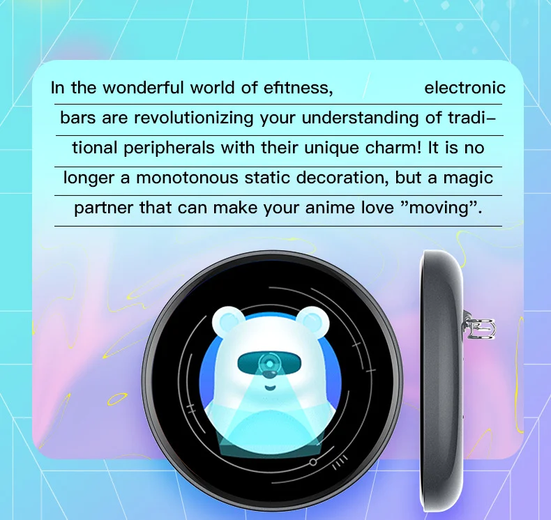 L8 Electronic Badge 1.5 Inch LCD Name Tag for Students Fans Bluetooth-compatible Dynamic Screen Brooch Pin - Silver White 2