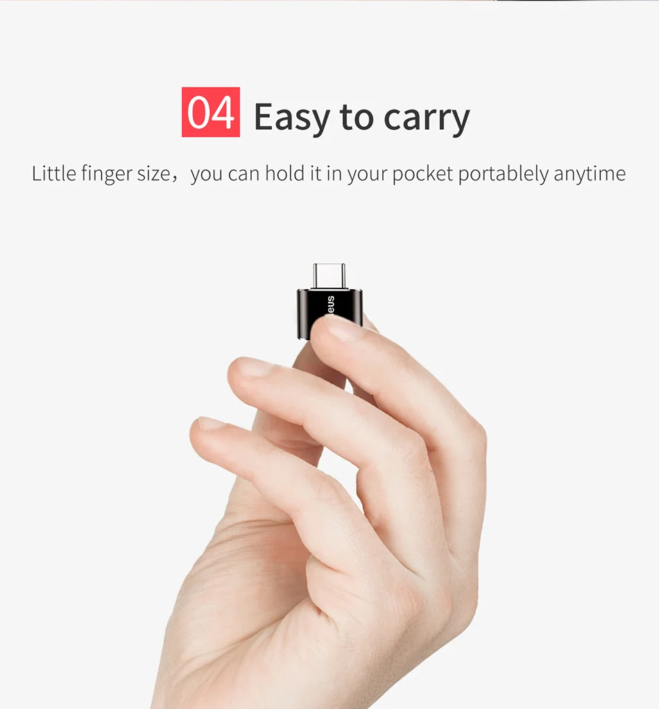 BASEUS Mini USB Female to Type-c Male Adapter Converter - Black 12