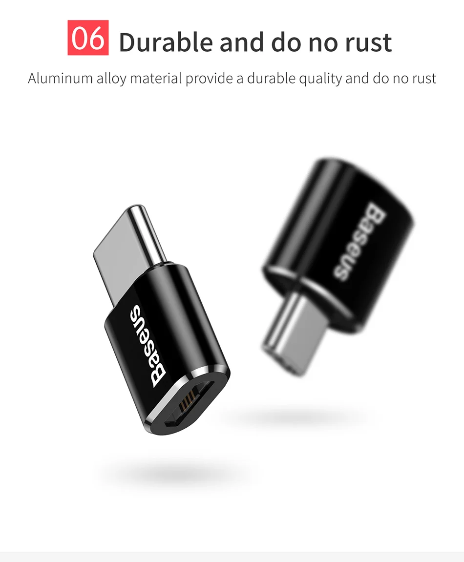 BASEUS Mini USB Female to Type-c Male Adapter Converter - Black 14