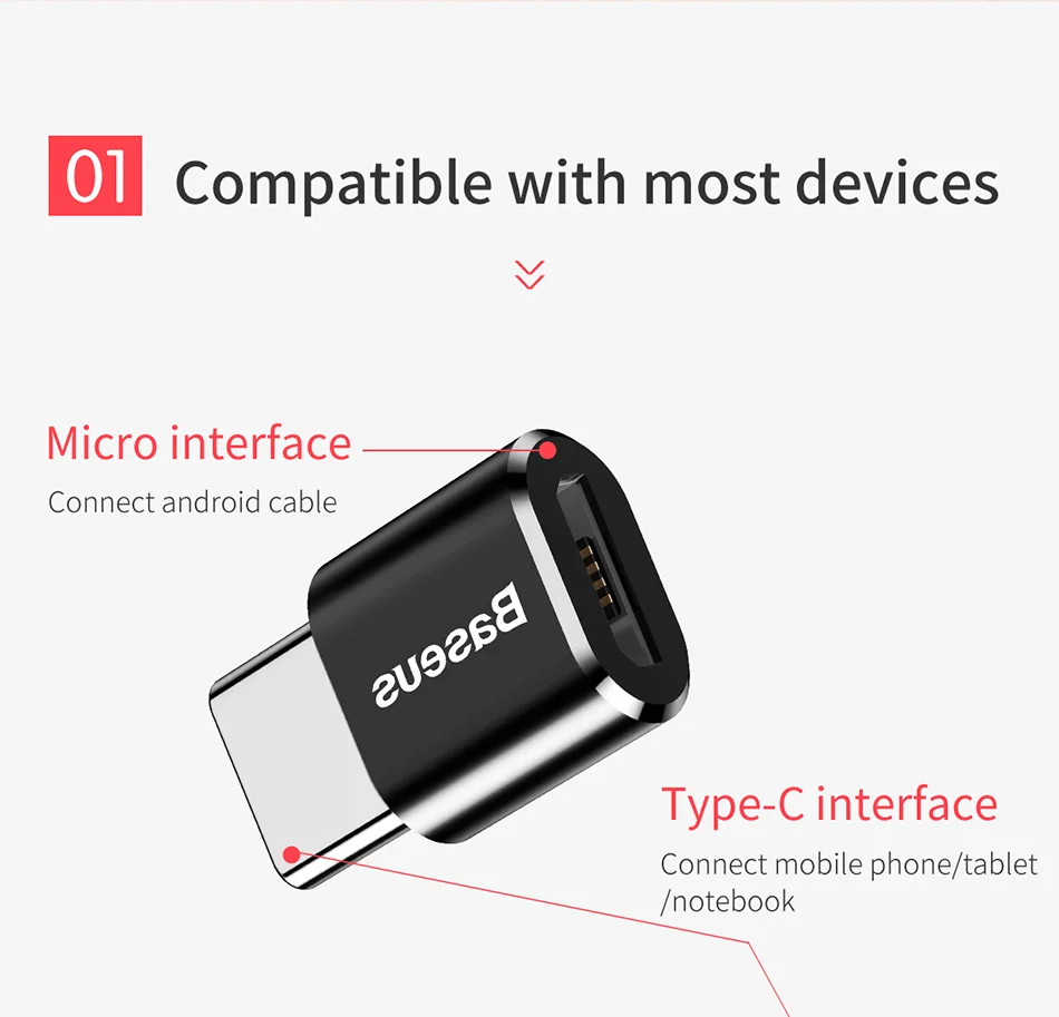BASEUS Mini USB Female to Type-c Male Adapter Converter - Black 2