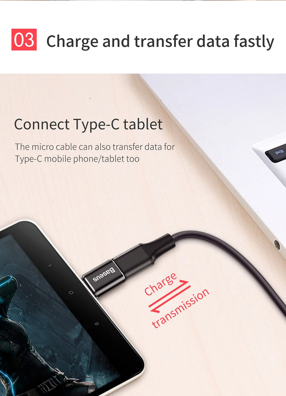 BASEUS Mini USB Female to Type-c Male Adapter Converter - Black 8