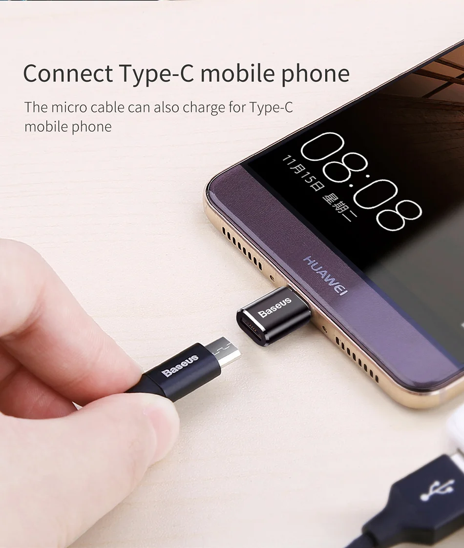BASEUS Mini USB Female to Type-c Male Adapter Converter - Black 9
