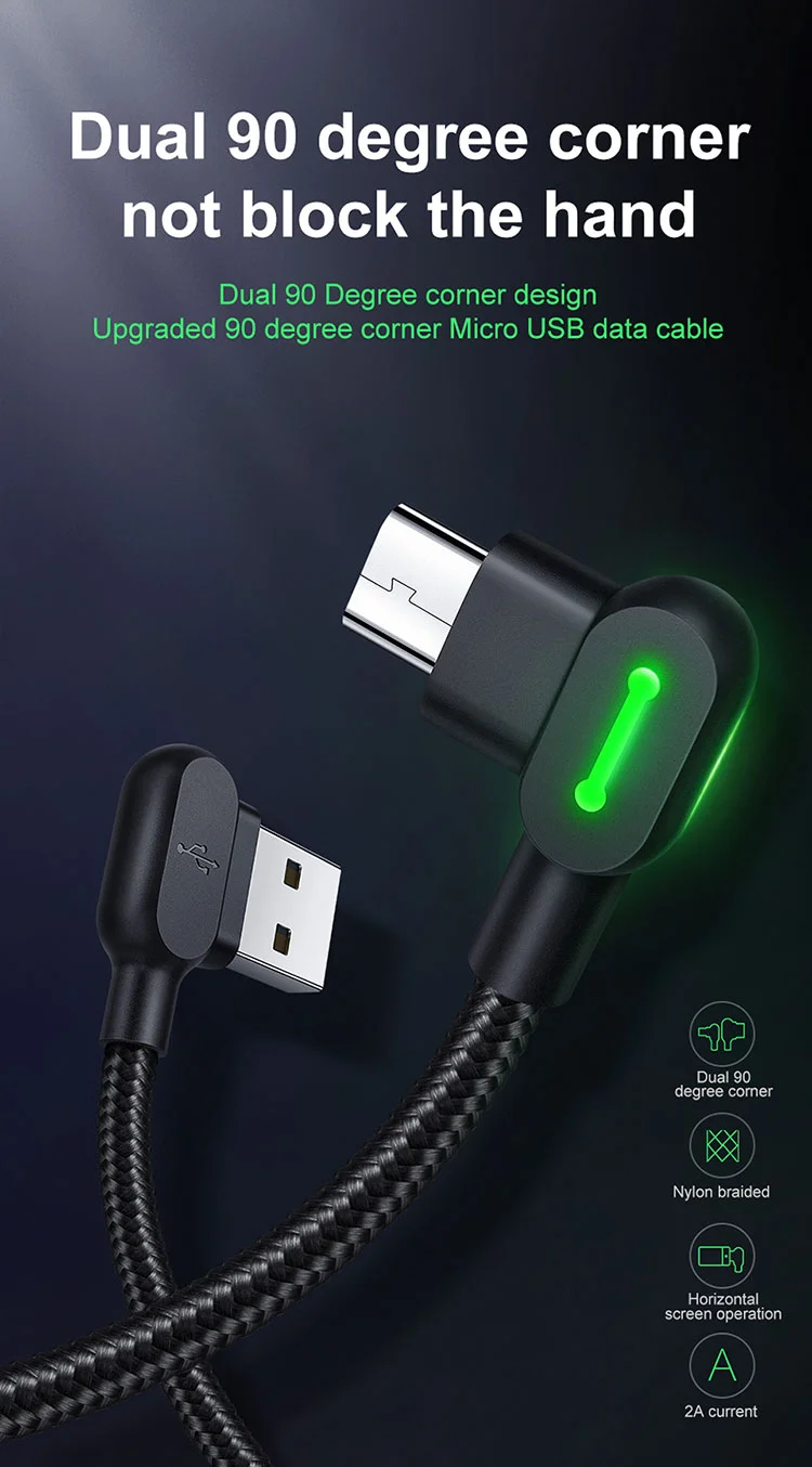 MCDODO CA-5772 90 Degree Angle 1.8m Nylon Braided Micro USB Charge Sync Gaming Cable 1