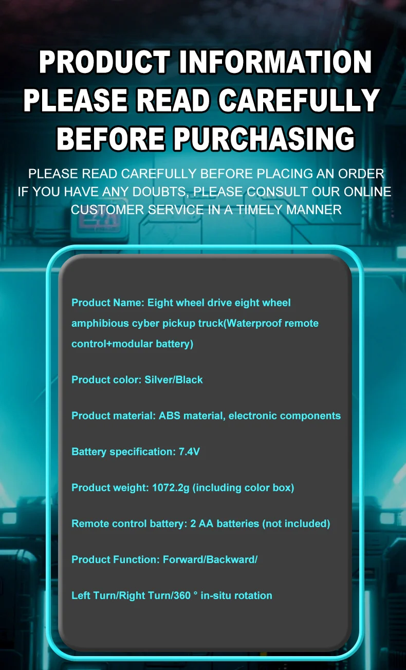 Voiture télécommandée amphibie Q218 8WD étanche, 2,4 GHz, tout-terrain, batterie simple - Noir 14