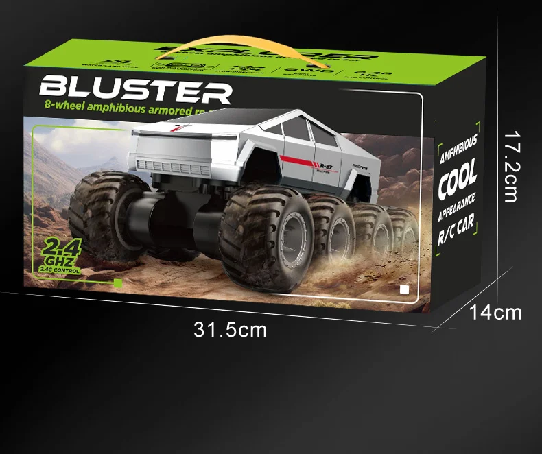 Q218 Voiture télécommandée amphibie 8x8 étanche 2,4 GHz, véhicule tout-terrain à chenilles, batterie simple - Noir 16