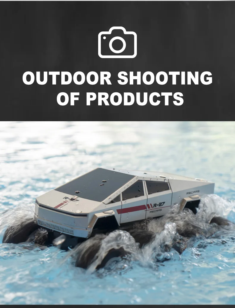 Q218 Voiture télécommandée amphibie 8x8 étanche 2,4 GHz, véhicule tout-terrain à chenilles, batterie simple - Noir 19