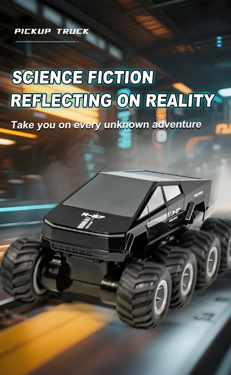 Q218 Voiture télécommandée amphibie 8x8 étanche 2,4 GHz, véhicule tout-terrain à chenilles, batterie simple - Noir 2