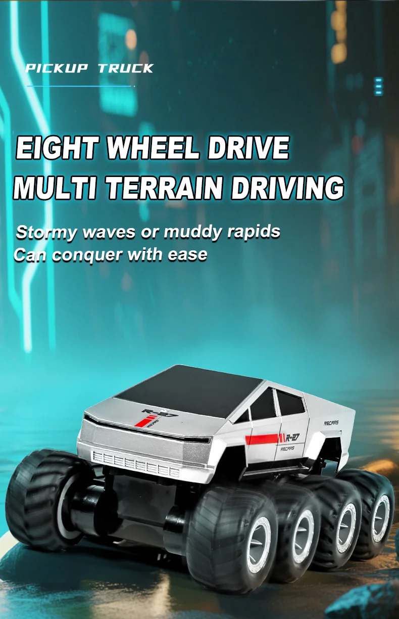 Voiture télécommandée amphibie Q218 8WD étanche, télécommande 2,4 GHz, véhicule tout-terrain à chenilles, batterie simple - Noir 3