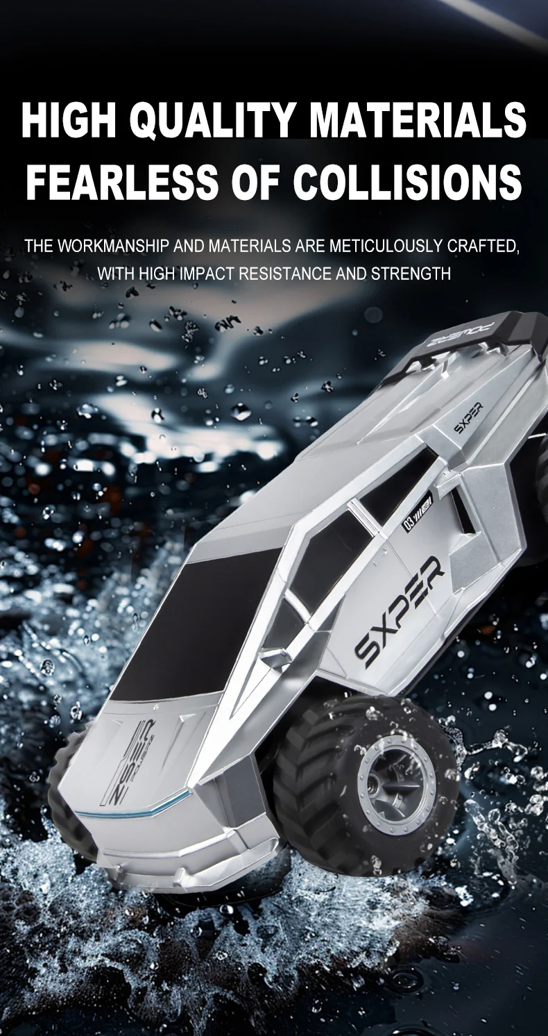 Voiture télécommandée amphibie 4x4 Q212 2,4 GHz avec rotation à 360°, 1 batterie incluse - Noir 10