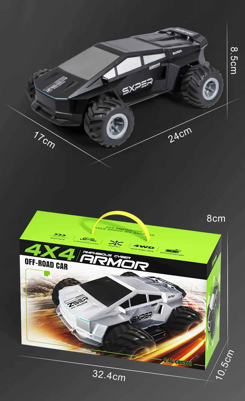 Voiture télécommandée amphibie 4x4 Q212 2,4 GHz avec rotation à 360°, 1 batterie incluse - Noir 16