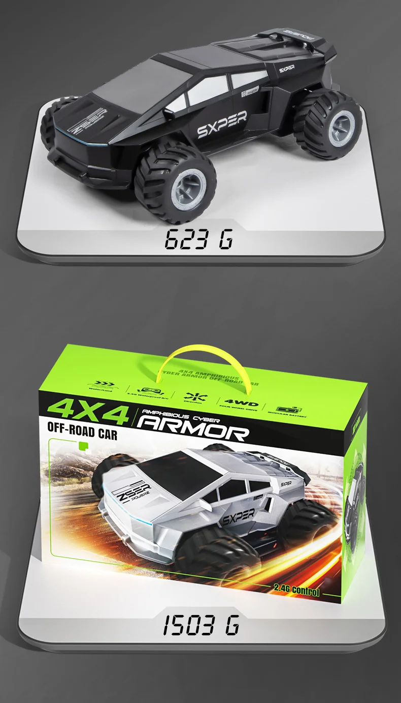 Voiture télécommandée amphibie 4x4 Q212 2,4 GHz avec rotation à 360°, 1 batterie incluse - Noir 17