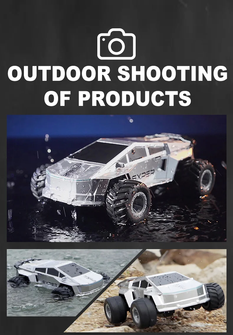 Voiture télécommandée amphibie 4x4 Q212 2,4 GHz avec rotation à 360°, 1 batterie incluse - Noir 18