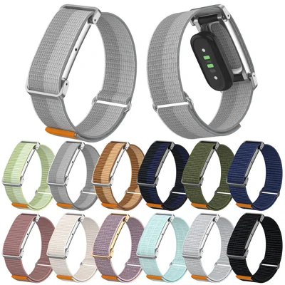 Cinturino in nylon intrecciato regolabile per Google Fitbit Air con chiusura a velcro e custodia protettiva in metallo - Verde menta