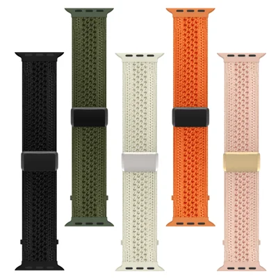 Magnetic Sport Loop Strap for Apple Watch Ultra 4 3 2 1 49mm / Series 12 11 10 46mm / 9 8 7 45mm / SE3 SE2 SE 6 5 4 44mm / 3 2 1 42mm Breathable Nylon Woven Watch Band - Black