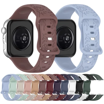 Sunflower Pattern Silicone Strap for Huawei Watch Fit 5 Pro / 5 / 4 Pro / 4 / 3 Butterfly Buckle Band - Dark Purple