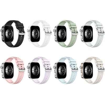 Silicone Strap for Huawei Watch Fit 5 / 5 Pro / 4 / 4 Pro / 3 Leaf Vein Pattern Sport Band Waterproof Replacement Wristband - White