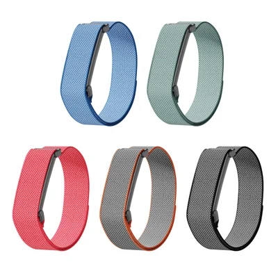 Voor Google Fitbit Air-horlogeband met metalen frame, geruite nylon Magic Tape-band - Grijs/Oranje