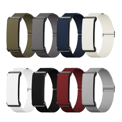 Voor Google Fitbit Air Fitness Tracker Band met Haak-en-loop Sluiting Elastische Geweven Band Verstelbaar Polsbandje - Wit