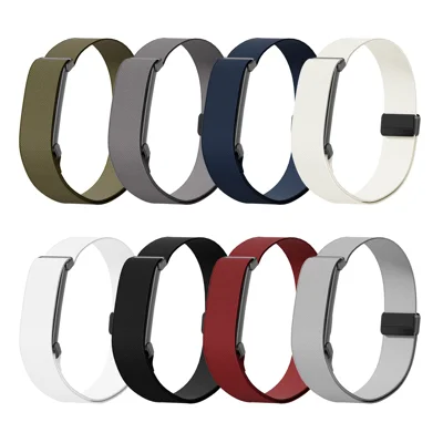 Voor Google Fitbit Air Nylon Band Metaal Frame Magnetische Sluiting Elastische Sportarmband - Zwart