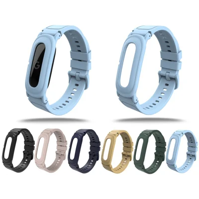 For Google Fitbit Air Watch Band Solid Color TPU Replacement Strap with Protective Case - Black
