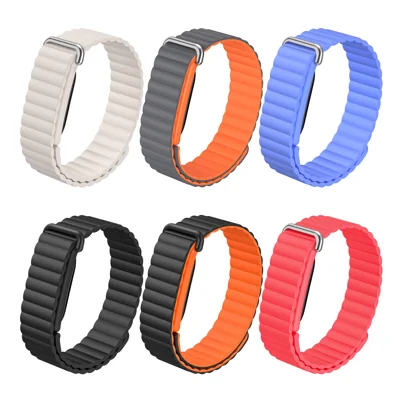 Voor Google Fitbit Air-bandje Klassieke Structuur Siliconen + TPU Magnetisch Armbandje - Zwart Oranje+Oranje Frame