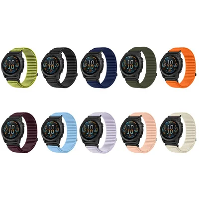 QuickFit 20mm Magic Tape Band for Garmin Fenix 8 43mm / Fenix 7S / Instinct 2S Nylon Woven Loop Watch Strap - Wilderness Green