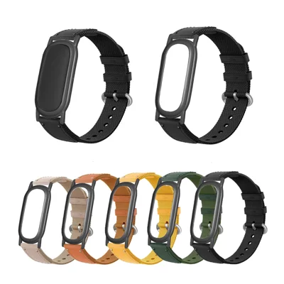 Voor Google Fitbit Air Band met hoesje Canvas geweven nylon horlogeband - Geel