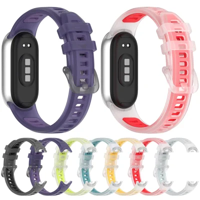 Horlogeband voor Xiaomi Smart Band 10 / 9 / 8 Translucent Jelly Siliconen Polsband - Transparant Rood