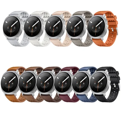 Leather Coated Silicone Watch Strap for Samsung Galaxy Watch9 44mm / 40mm / Watch8 44mm / 40mm / Watch8 Classic 46mm Breathable Holes Band - Dark Brown