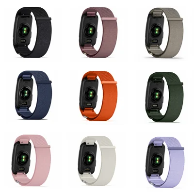 Size S-M Nylon Strap for Garmin CIRQA Smart Band Magic Tape Breathable Adjustable Band - Deep Pink