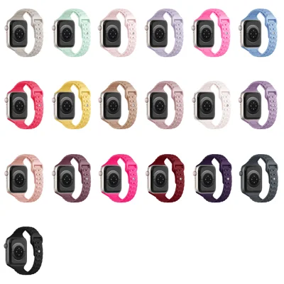 Chain Link Silicone Watch Strap for Apple Watch Ultra 4 3 2 1 49mm / Series 12 11 10 46mm / 9 8 7 45mm / SE3 SE2 SE 6 5 4 44mm / 3 2 1 42mm Metal Buckle Adjustable Band - Hot Pink