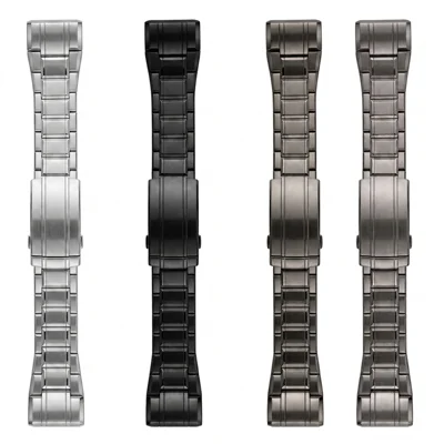 QuickFit-26mm Armband für Garmin Fenix 8 Pro AMOLED 51mm / Fenix 8 51mm / Enduro 3 / Enduro 2 5-Glieder-abnehmbares Titanlegierungs-Armband – Schwarz