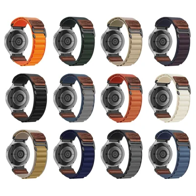 Quick-Release-18mm Nylon Watch Strap for Huawei Watch GT 7 41mm / GT 6 41mm / GT 5 41mm Vintage Leather Tag Alpine Loop Band - Dark Green