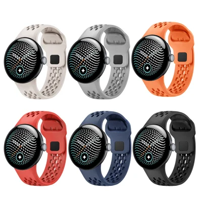 Silicone Watch Band for Google Pixel Watch 5 45mm  /  Watch 4 45mm / Watch 3 45mm Hollow Out Breathable Replacement Strap - Red