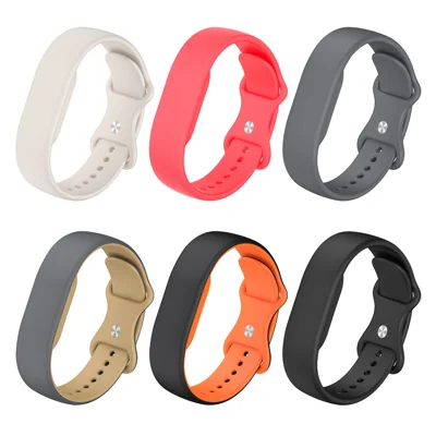 For Google Fitbit Air Breathable Silicone Watch Band Replacement Strap with Buckle - Black+Orange