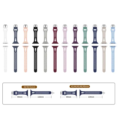 Sport Band for Apple Watch Ultra 4 3 2 1 49mm / Series 12 11 10 46mm / 9 8 7 45mm / SE3 SE2 SE 6 5 4 44mm / 3 2 1 42mm Hollow Out Waterdrop Shape Silicone Watch Strap - Ocean Blue