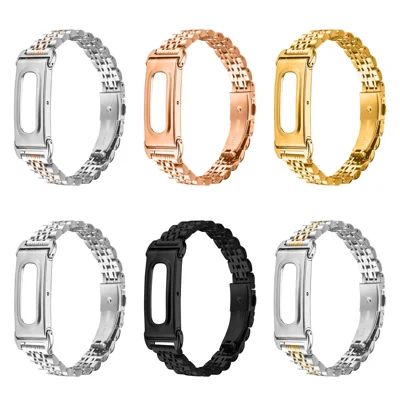 For Google Fitbit Air Rustfri Stålskive 7-Bånd Armbånd Justerbart Udskiftningsskive - Sort