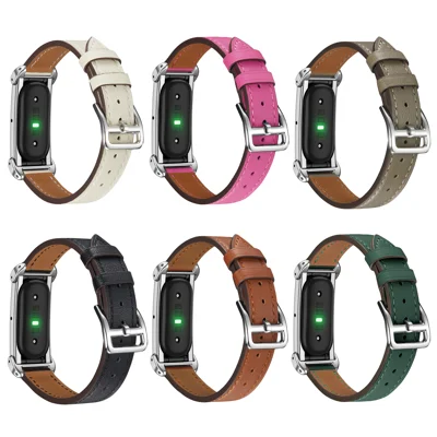 For Google Fitbit Air Slim Strap Genuine Cow Leather + Stainless Steel Watch Band Pin Buckle Adjustable Wrist Strap - Grey