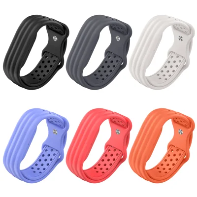 For Google Fitbit Air Silikone Urband Tilbehør Vejrtrækkende Perforeret Bølget Bånd med RVS Nitter - Orange