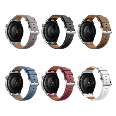 Quick-Release-22mm Top-Grain Cowhide Leather Watch Strap for Huawei Watch GT 7 46mm / GT 6 46mm / GT 5 46mm Pin Buckle Adjustable Band - Black