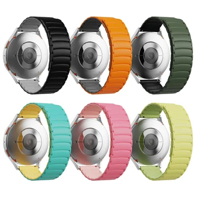 Quick-Release-20mm Watch Strap for Coros Pace 2 / Apex 42mm / Samsung Galaxy Watch7 44mm / 40mm Magnetic Dual Color Silicone Watchband - Orange