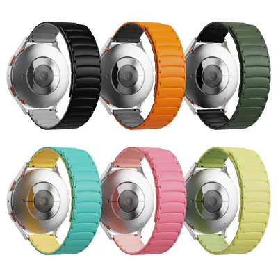 Watch Strap for Apple Watch Series 12 11 10 42mm  /  9 8 7 41mm  /  SE3 SE2 SE 6 5 4 40mm  /  3 2 1 38mm Magnetic Dual Color Silicone Watchband - Orange